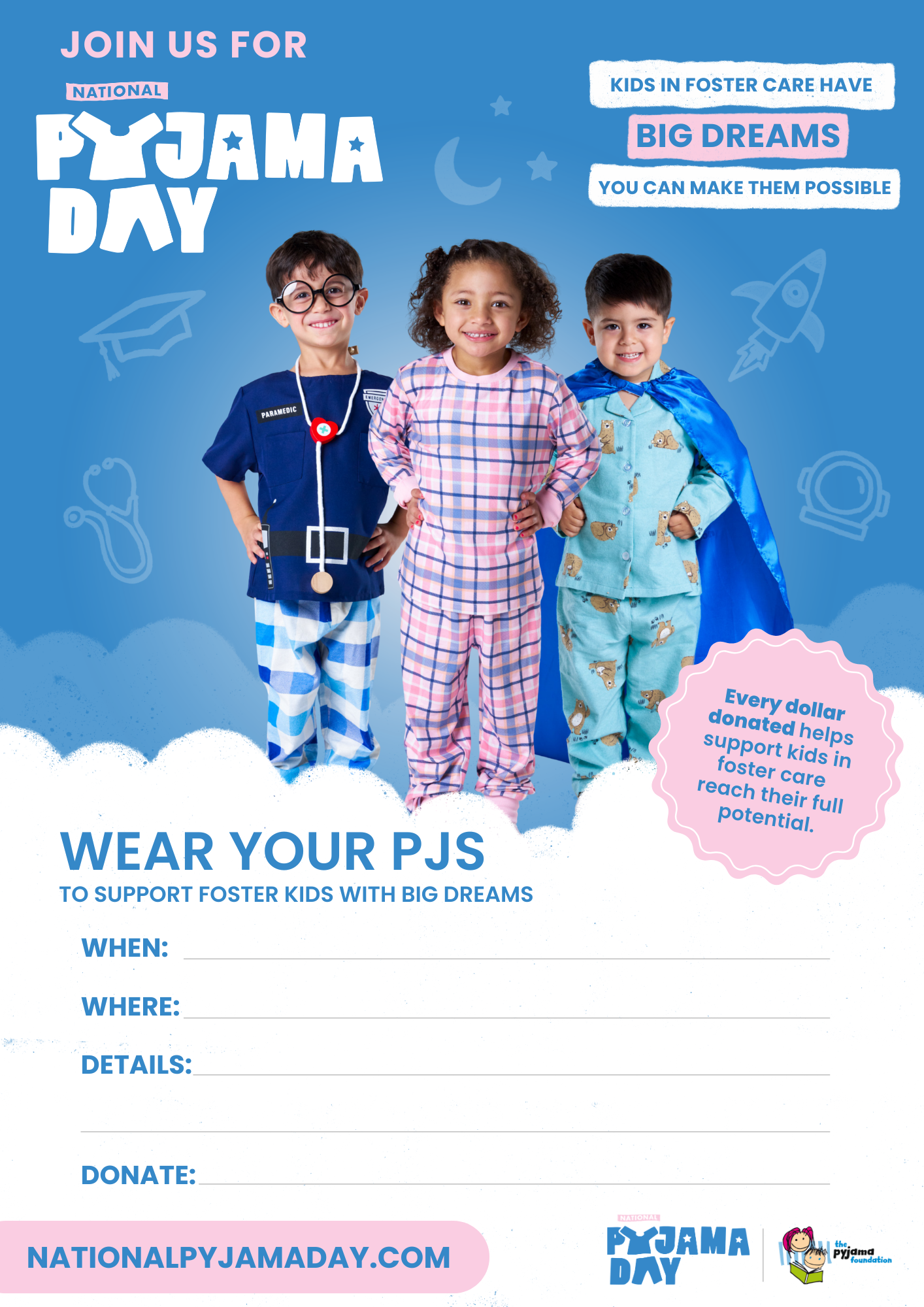 National Pyjama Day Customisable Poster